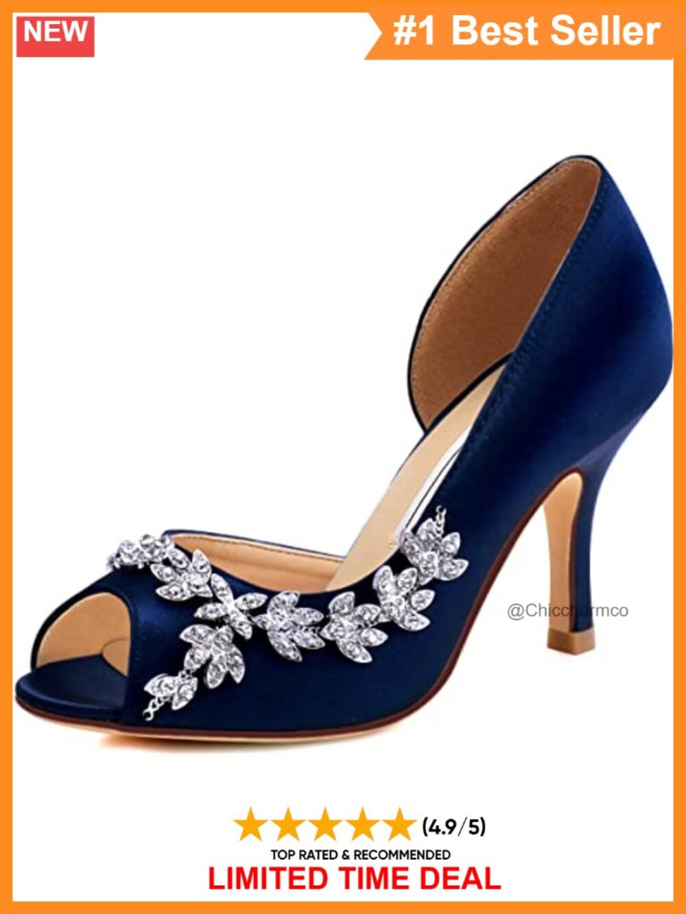 Rhinestone Peep Toe Satin Wedding Heels D'orsay Ankle Strap Pumps